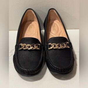 Shibever - black - gold chain loafers